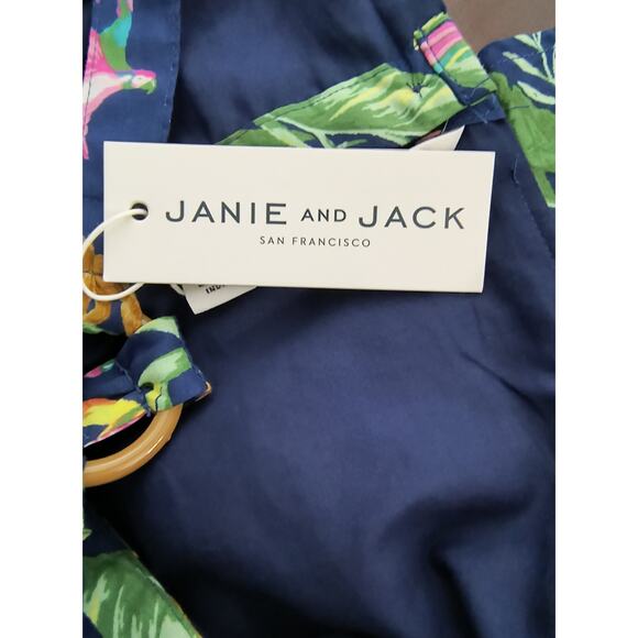 Janie and Jack Jungle Ring Dress Girls Size 12 Navy Blue Halter Peplum Mini - Picture 2 of 16